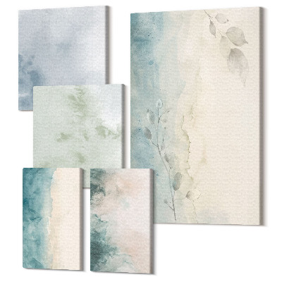 Sada obrazov na stenu pentaptych Akvarelové maľby na plátne, minimalistický štýl