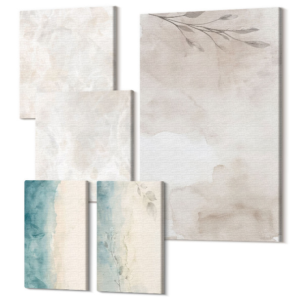 Sada obrazov pentaptych Jemná akvarelová maliarska textúra