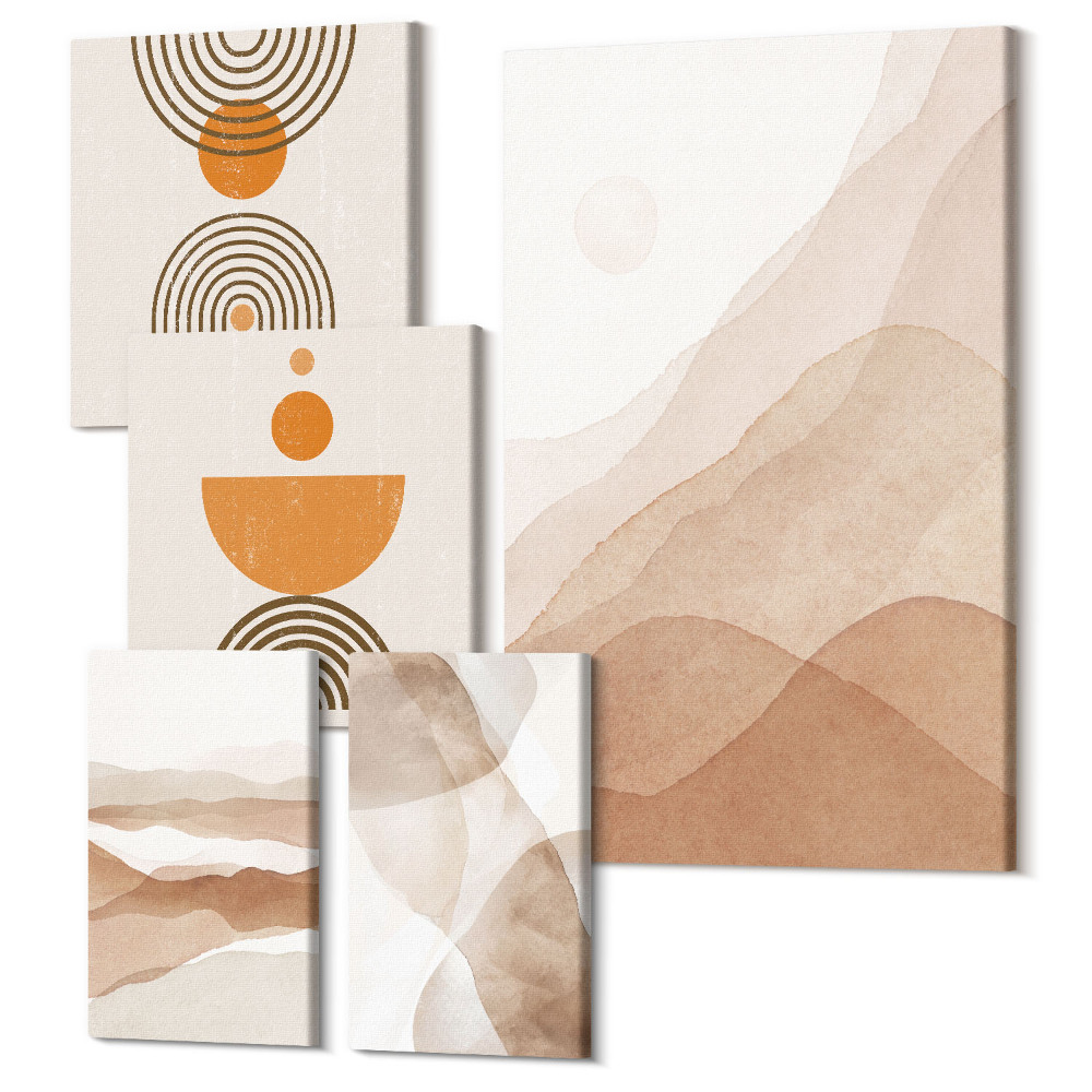 Sada obrazov na stenu pentaptych Štruktúry v rôznych odtieňoch minimalizmu