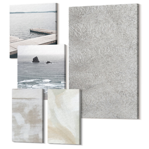 Sada obrazov na stenu pentaptych Abstrakcia v dizajne, moderné maliarske textúry