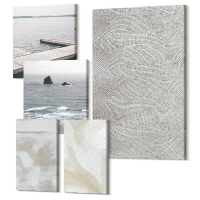 Sada obrazov na stenu pentaptych Abstrakcia v dizajne, moderné maliarske textúry