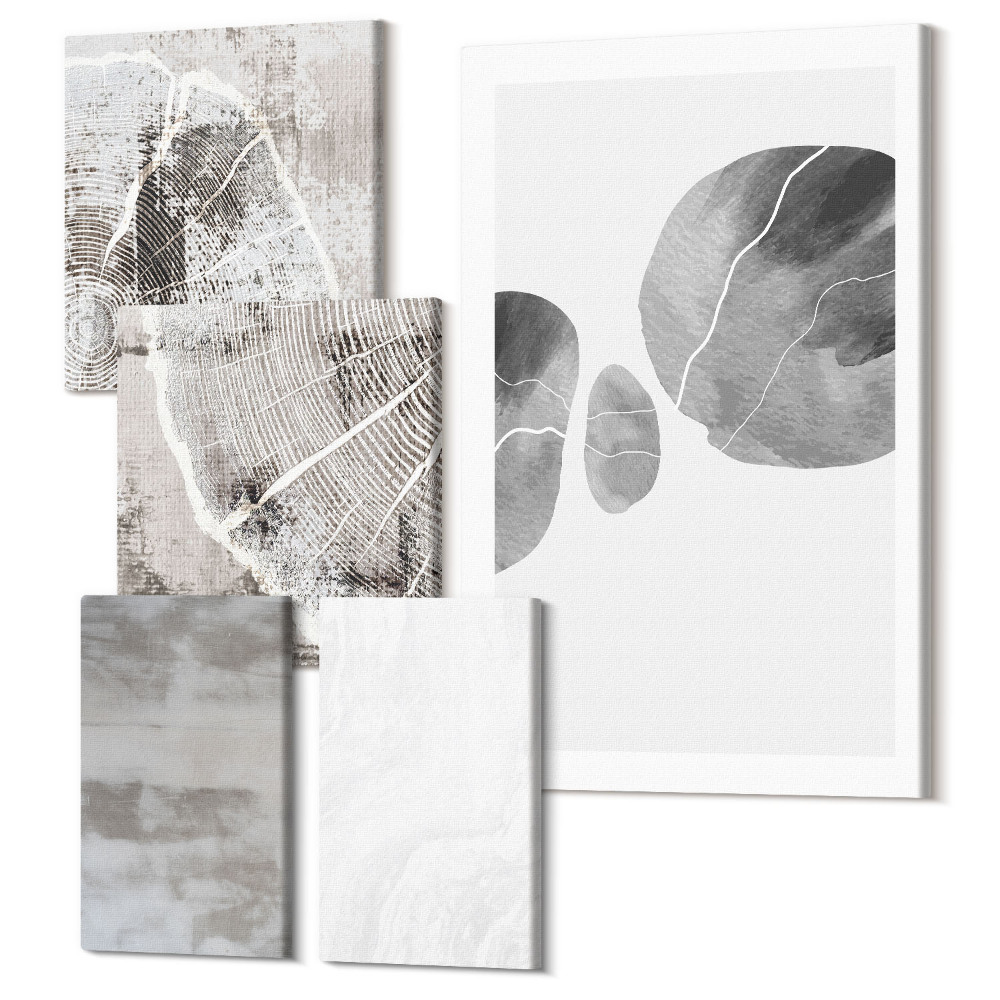 Sada 5 obrazov Abstraktné tvary a štruktúry v modernom štýle