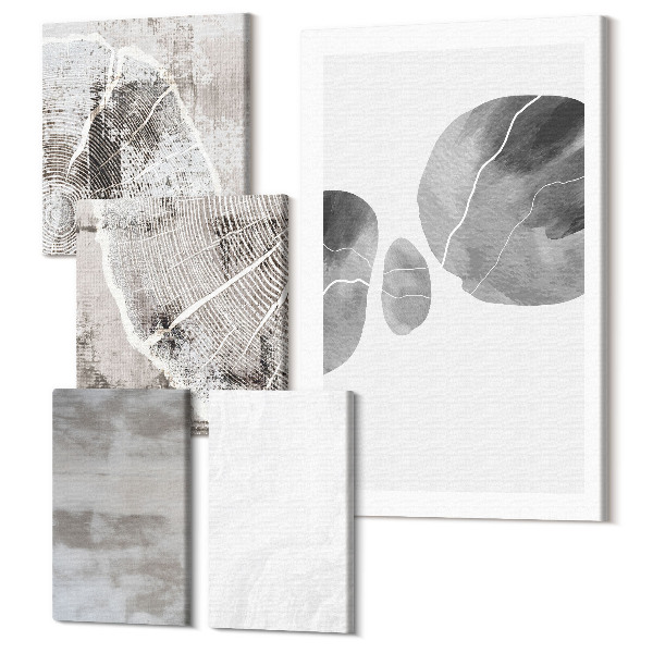 Sada 5 obrazov Abstraktné tvary a štruktúry v modernom štýle