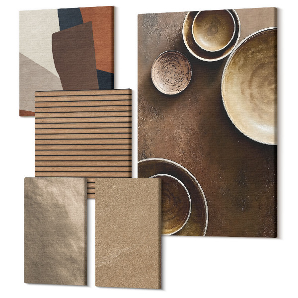 Sada obrazov pentaptych Kamenné konštrukcie v modernom minimalistickom štýle