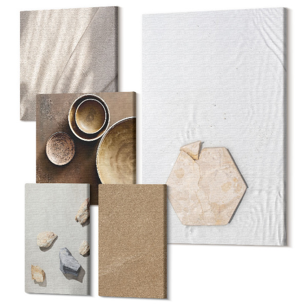 Sada obrazov na stenu pentaptych Minimalistické textúry v teplých farbách