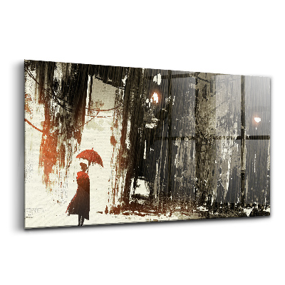 Obraz na skle Žena nebezpečnej daždivej noci