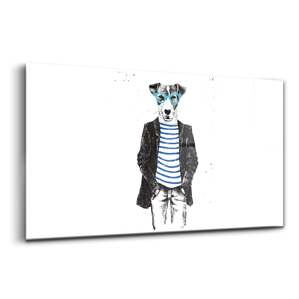 Luxusný sklenený obraz Pes v ľudskom tele