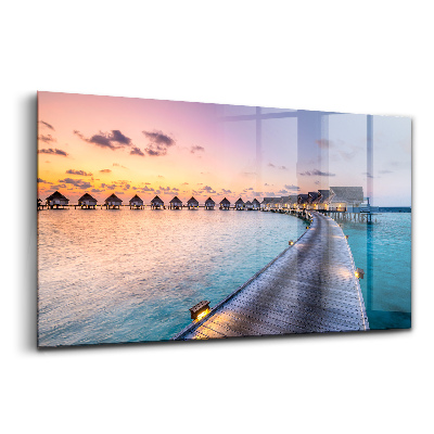Sklenený obraz Západ slnka na Maledivách