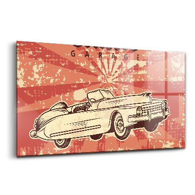 Luxusný sklenený obraz Grunge vintage retro auto
