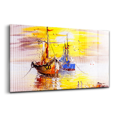 Luxusný sklenený obraz Maľované lode