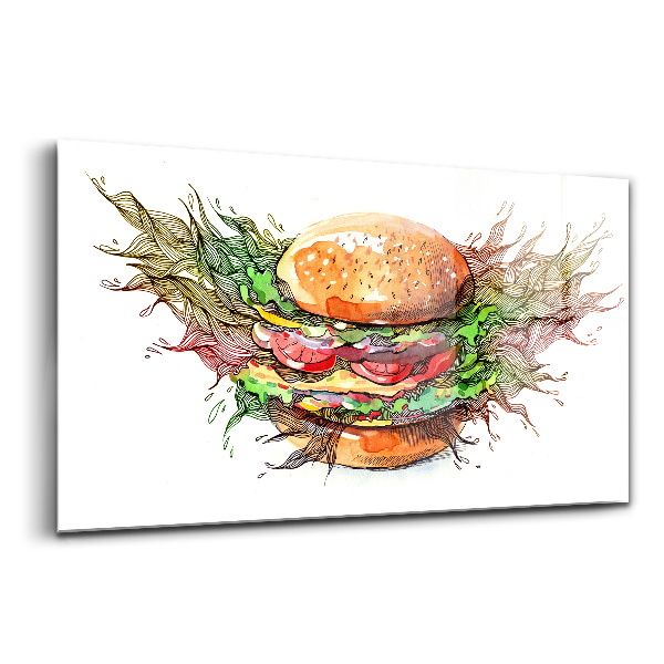 Luxusný sklenený obraz XXL syrový hamburger