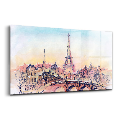 Obraz na skle Maľovaný pohľad na Paríž