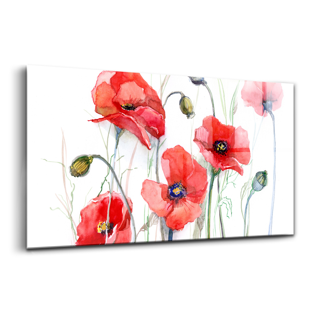 Luxusný sklenený obraz Umelecká maľba červených makov
