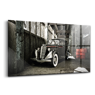 Luxusný sklenený obraz Klasické auto v továrni