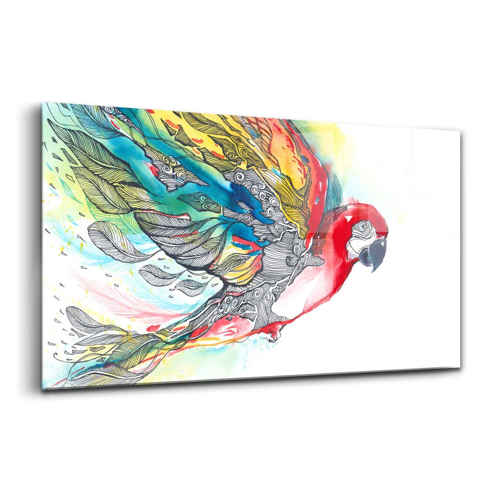 Sklenený obraz Farebný papagáj v lete