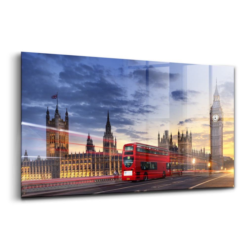 Luxusný sklenený obraz Červený autobus v Londýne