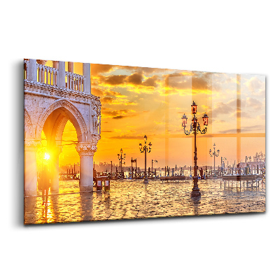 Sklenený obraz Zlatá hodina Benátky krásny trh