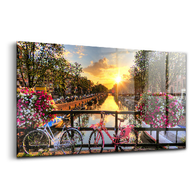 Sklenený obraz Východ slnka nad Amsterdamom