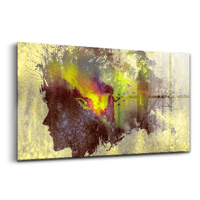 Sklenený obraz Žena v lese