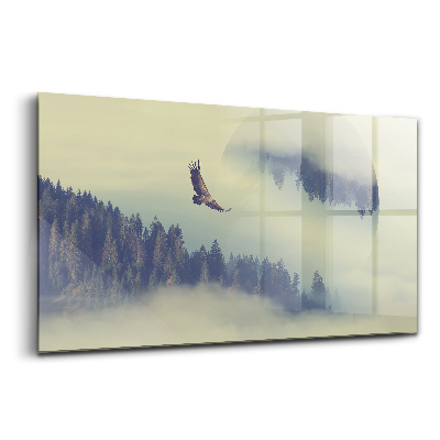 Luxusný sklenený obraz Orol v hmlistom lese