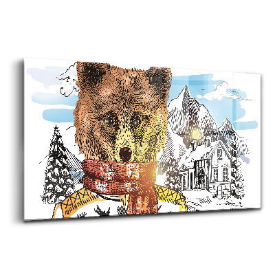 Sklenený obraz Medveď v šále