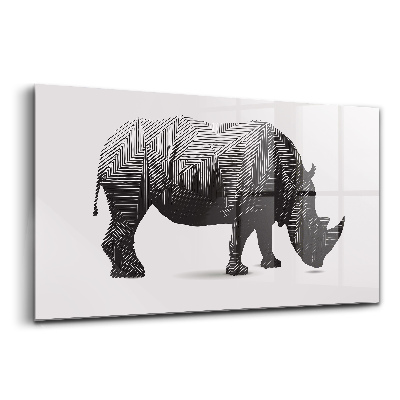 Luxusný sklenený obraz Nosorožec line art