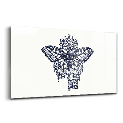 Obraz na skle Motýľ a kľúč v boho štýle