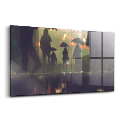 Sklenený obraz Ľudia s dáždnikmi
