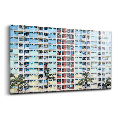 Sklenený obraz Farebná budova v Hongkongu