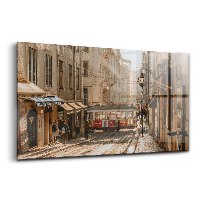 Luxusný sklenený obraz Pohľad na lisabonskú električku