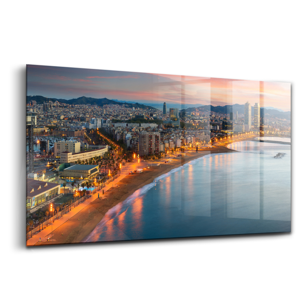 Obraz na skle Barcelona pláž východ slnka