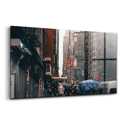 Sklenený obraz Ulice mesta a ľudia v New Yorku