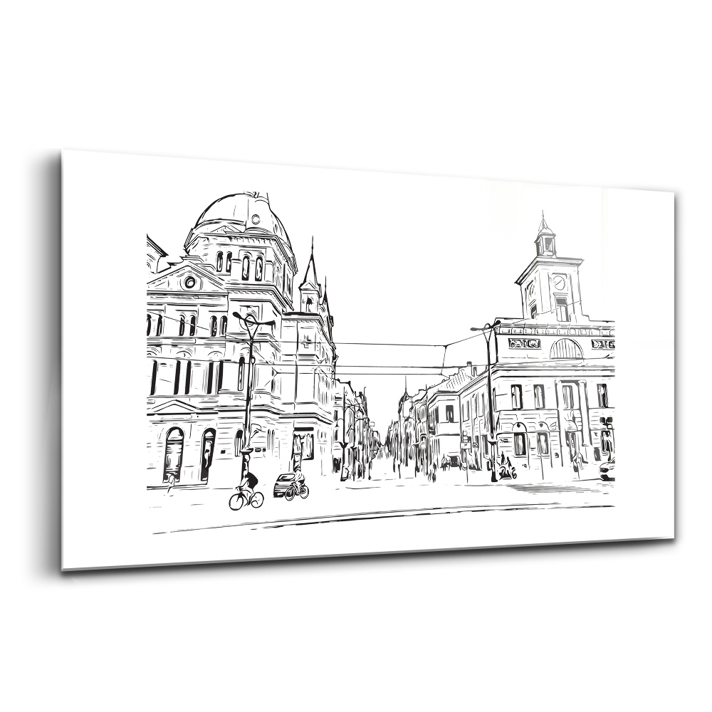 Luxusný sklenený obraz Poznan ilustrácia starého mesta