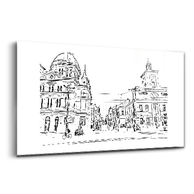 Luxusný sklenený obraz Poznan ilustrácia starého mesta