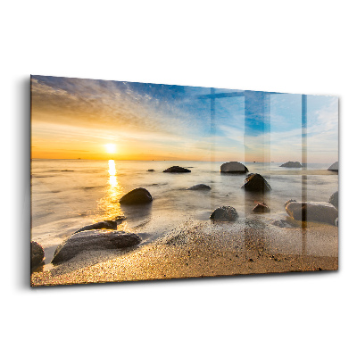 Luxusný sklenený obraz Východ slnka Baltské more