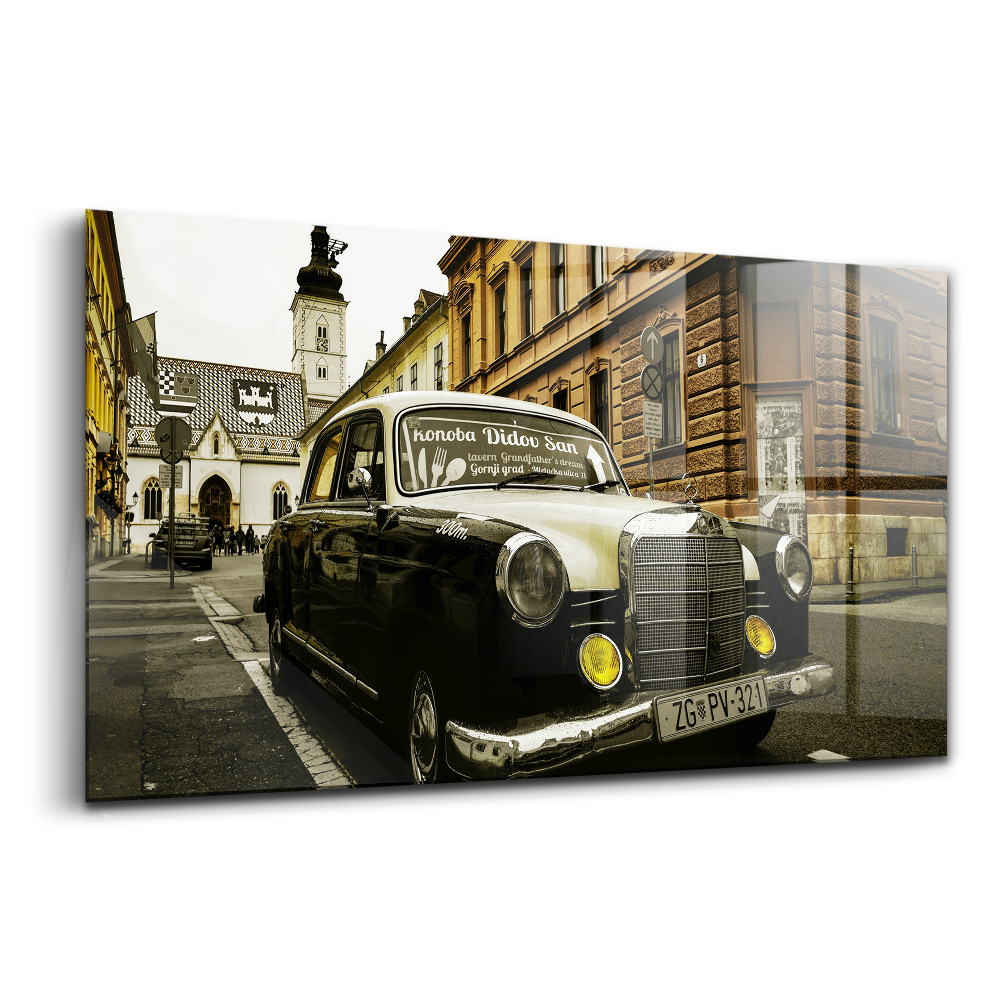 Obraz na skle Starý Mercedes v Záhrebe