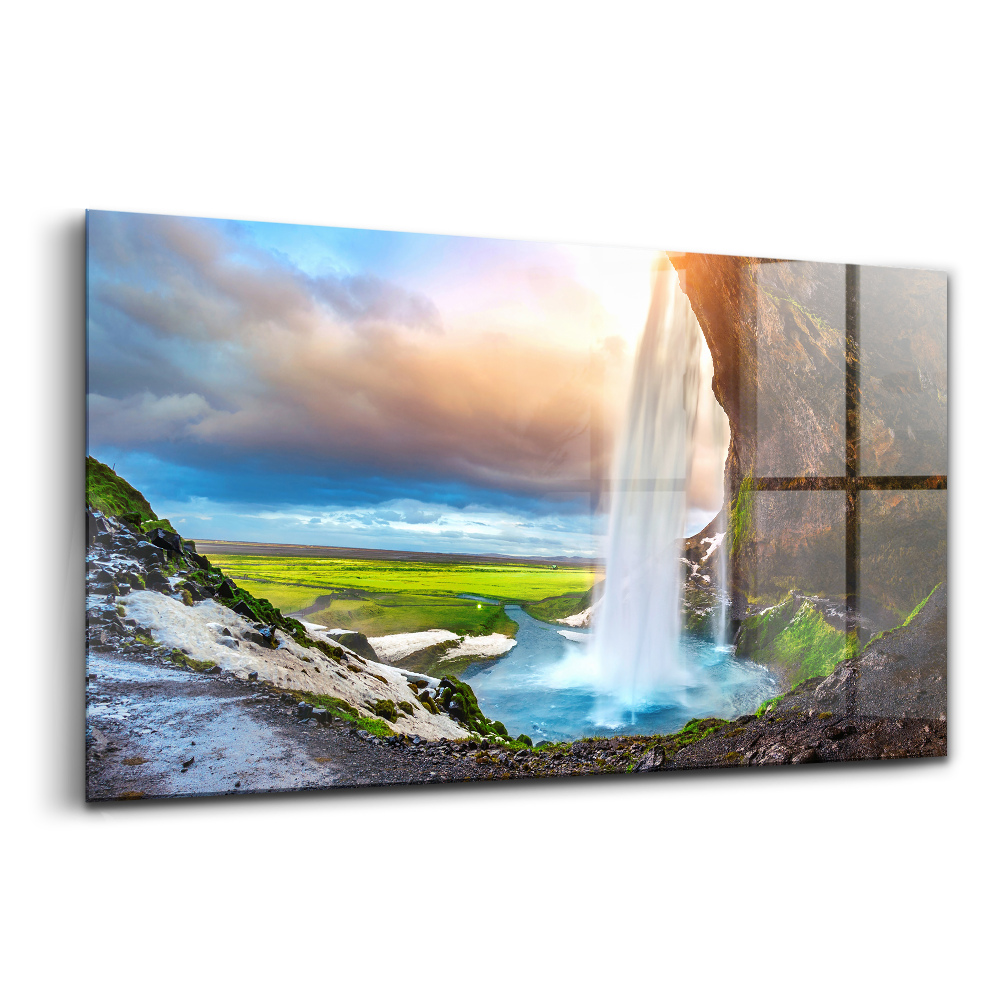 Sklenený obraz Vodopád seljalandsfoss na Islande