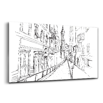 Luxusný sklenený obraz Kresba mesta provence