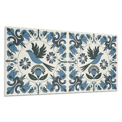 Pvc panel na stenu Vzor s vtákmi a kvetmi