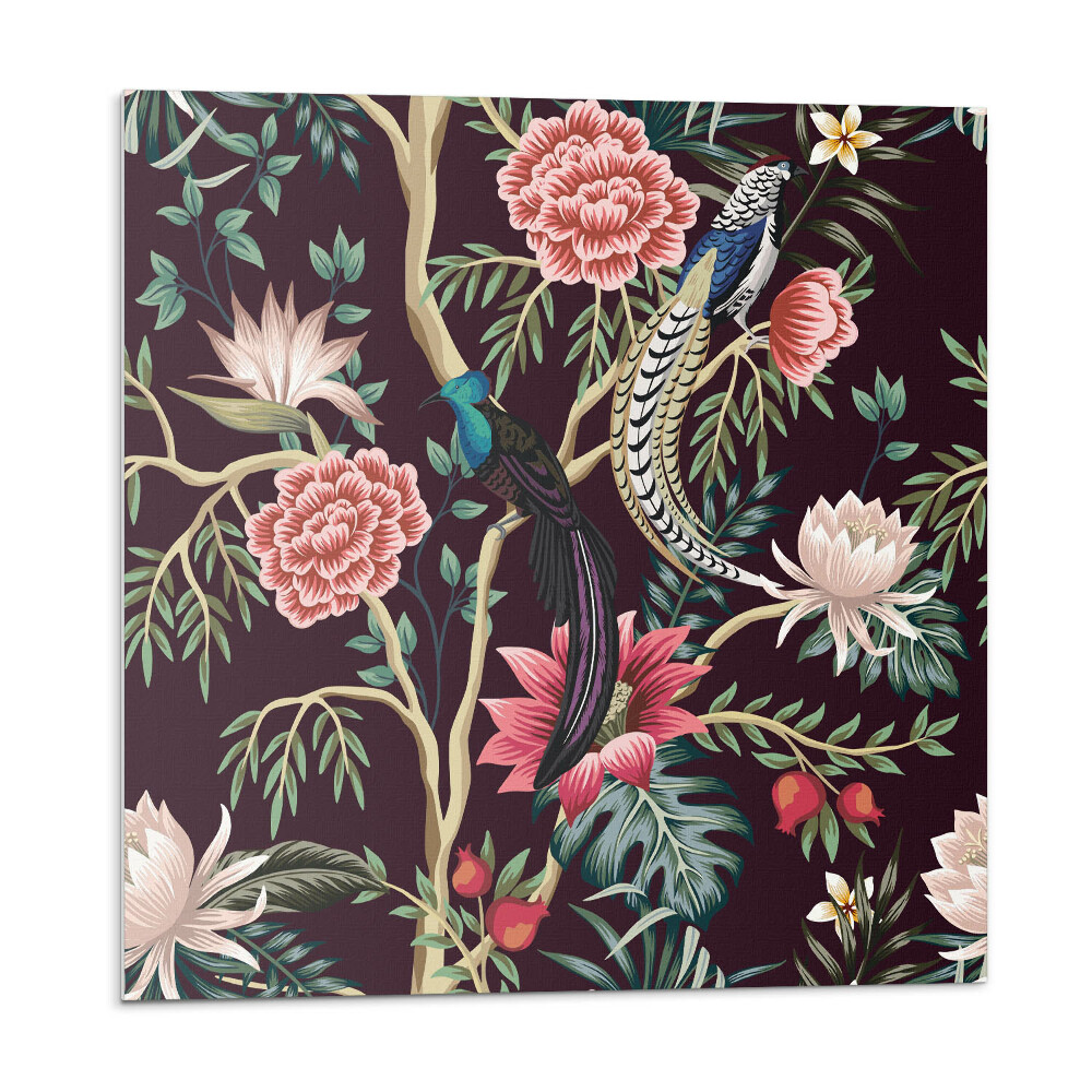 Dekoratívny nástenný panel Kvetinové aranžmány s vtákmi