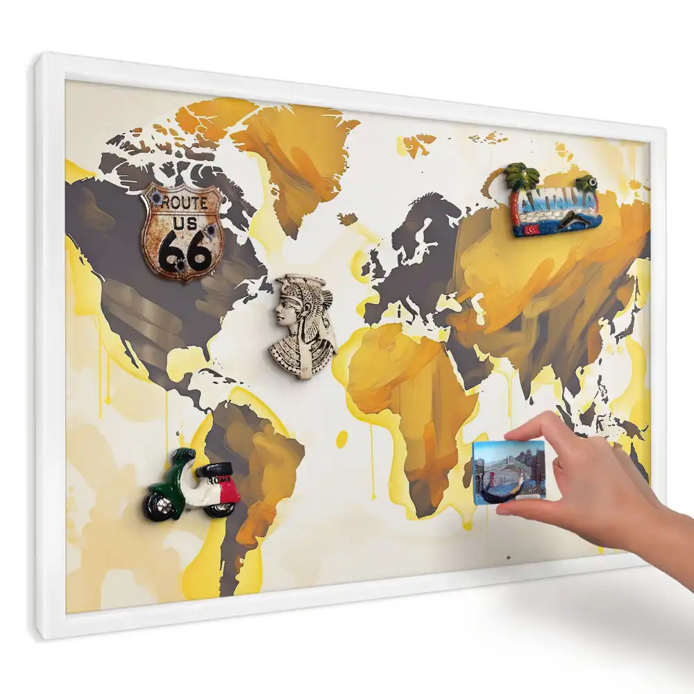 Magnetická tabuľa na stenu s potlačou Žltá abstraktná mapa