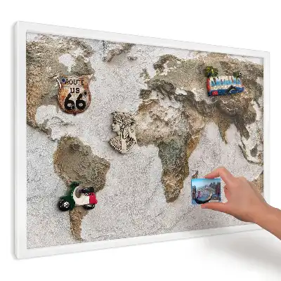 Magnetická tabuľa na stenu s potlačou Reliéfna mapa Zeme