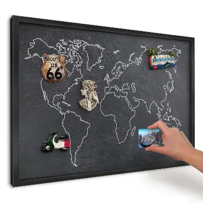 Magnetická dekoračná tabuľa na stenu Mapa sveta na tmavom pozadí