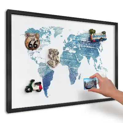 Magnetická dekoračná tabuľa na stenu Modrá akvarelová mapa