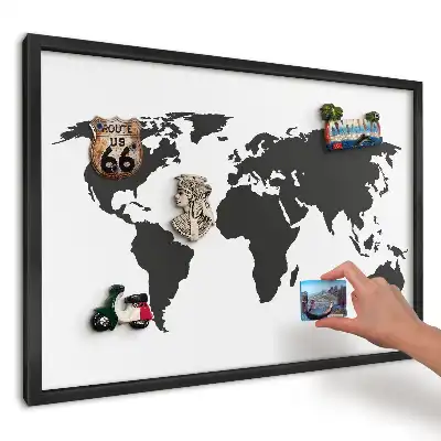 Magnetická dekoračná tabuľa na stenu Elegantná čiernobiela mapa