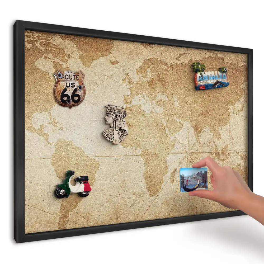 Magnetická dekoračná tabuľa na stenu štýlová béžová mapa
