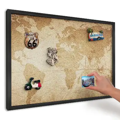Magnetická dekoračná tabuľa na stenu štýlová béžová mapa