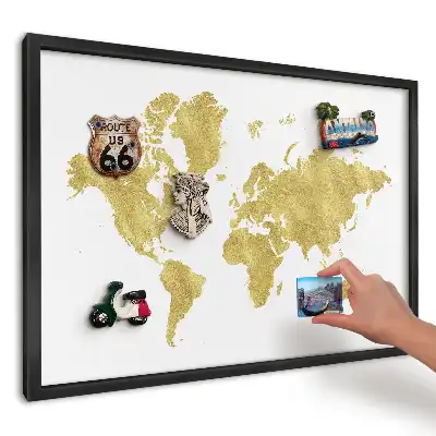 Nástenná magnetická tabuľa Žltá mapa na bielom