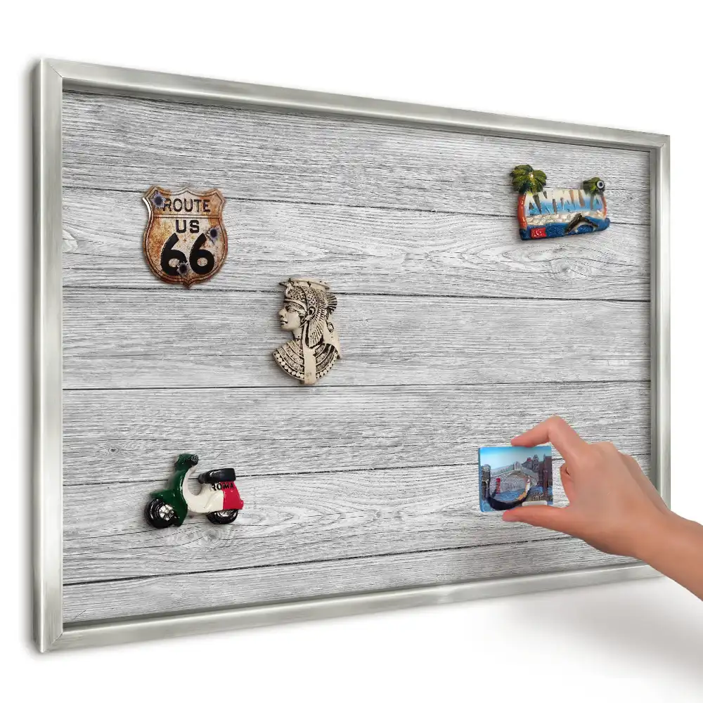 Magnetická tabuľa na suveníry so vzhľadom sivého dreva