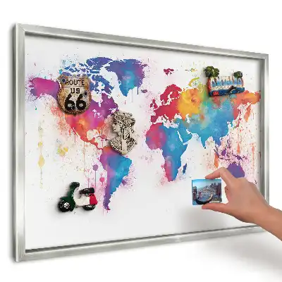 Magnetická tabuľa Akvarelová mapa sveta na suveníry z dovolenky